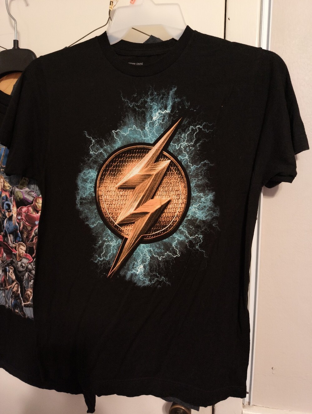 Black Graphic Tee with Silver Interior Print